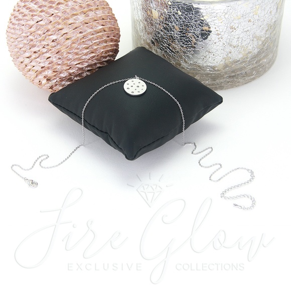 Silver Studded Disc Pendant Necklace - Picture 5 of 8